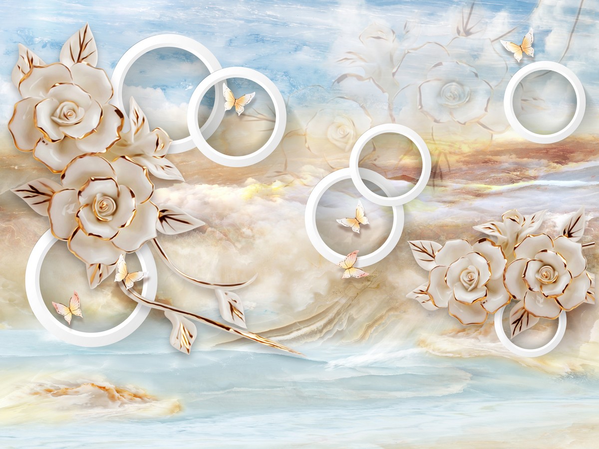 Фреска Цветы в золотых песках